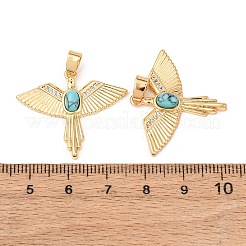 Micro pavé de zircone cubique en laiton avec pendentifs turquoise synthétiques&nbsp;KK-G543-13G-02