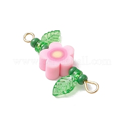 6 Stück 6 Stile handgemachte Polymer Clay Blume & Glas Saatperlen Verbinder Charms&nbsp;PALLOY-MZ00801