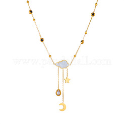 Collier pendentif en acier inoxydable 304 serti de zirconiums cubiques transparents et orné d'un nuage&nbsp;FS-WG2EBDD-01