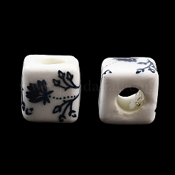 Perles de porcelaine à motifs floraux&nbsp;PORC-Q161-6