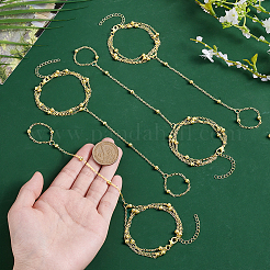 4 Stück Messing Satellitenketten Fingerring Armbänder&nbsp;BJEW-HY0001-05G