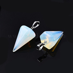 Colgantes de piedra de opalita conos / púas / péndulo&nbsp;G-R278-85