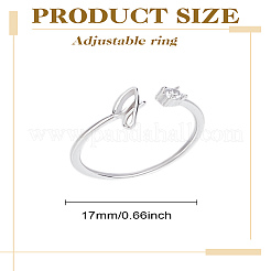 1pc lettre laiton strass ouvert manchette anneaux pour femmes&nbsp;AJEW-LP0004-47J-S