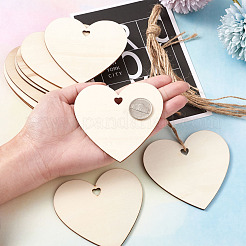 Ornements de découpes en bois inachevés en forme de coeur&nbsp;WOOD-TAC0003-66