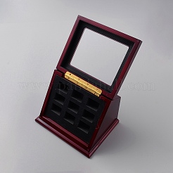 Vitrine mit 9 Platz für Meisterschaftsringe aus Holz&nbsp;CON-WH0086-074