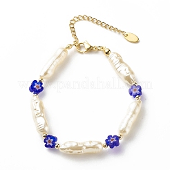 Collier bracelet perles imitation abs & perles de verre millefiori&nbsp;SJEW-JS01241