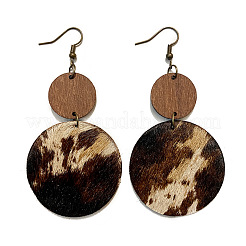Boucles d'oreilles pendantes en laiton et bois floqué&nbsp;FS-WG64CFA-06