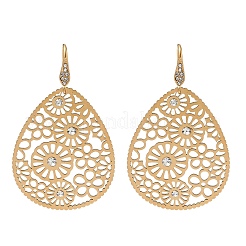 Boucles d'oreilles pendantes en acier inoxydable 304 avec strass&nbsp;SA-CBAD2D2-01G-A