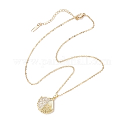 4 pz. 4 stili tema oceano ottone micro pavé zirconi cubici trasparenti ciondolo a forma di guscio di tartaruga pesce collane a catena in acciaio inossidabile 304 per donna&nbsp;NJEW-JN05408