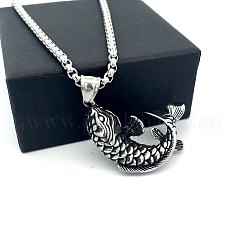 Collares colgantes de acero inoxidable 304 con diseño de pez vintage para mujeres y hombres.&nbsp;ZR4097