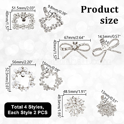 8 Stück 4 Stile abnehmbare Schuhschnallenclips aus Legierung mit Strassen&nbsp;FIND-PH0021-57
