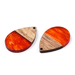 Pendentifs en résine transparente et bois de noyer&nbsp;RESI-N039-25G