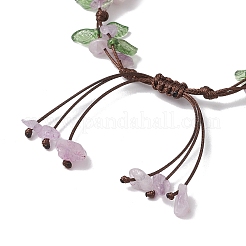 Bracelets tressés en perles d'améthyste lavande naturelle électroplaquées pour femmes&nbsp;BJEW-TA00610-02