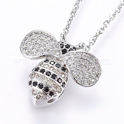 Colliers en laiton avec pendentif avec zircone cubique de micro pave&nbsp;NJEW-H486-10