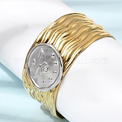 Bracelets manchettes en acier inoxydable 304 martelé pour femmes&nbsp;BJEW-Z177-01GP-02