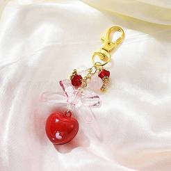 Decorazioni pendenti con campana a cuore in ottone&nbsp;HJEW-JM01374-01