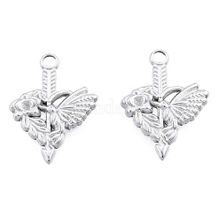Anlaufgeschützte 201 Edelstahl-Anhänger mit Strass-Fassungen&nbsp;STAS-N098-245P