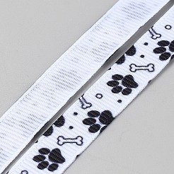 Ruban gros-grain en polyester imprimé empreinte de patte&nbsp;OCOR-TAC0015-20B