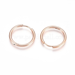 Pendientes de aro huggie de acero inoxidable 304&nbsp;EJEW-G272-02-16mm-RG