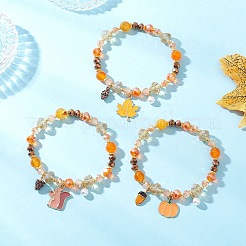 3 stücke 3 arten thanksgiving tag legierung emaille & abs kunststoff imitation perle charme armbänder&nbsp;BJEW-JB12627