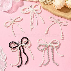 5 pz 5 stili fiocco di plastica imitazione perla ciondoli per scarpe&nbsp;AJEW-CJ0001-64