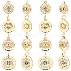 16pcs 4 styles pendentifs en laiton micro pavé de zircone cubique&nbsp;KK-BBC0024-13