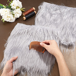 Tissu à carreaux en fausse fourrure carrée&nbsp;AJEW-WH0348-615C
