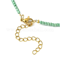 Collana con ciondolo malocchio in muratura con catene di perline di semi di vetro da donna&nbsp;NJEW-JN04419