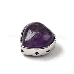 Messing Pavé Natur Amethyst Herz mehrsträngige Glieder&nbsp;G-B149-13P-01