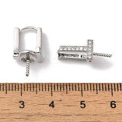 Reperti per orecchini a bottone in zircone chiaro con micro pavé di ottone&nbsp;KK-U013-06P