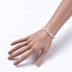 Bracelets ajustables en perles tressées en morganite naturelle&nbsp;BJEW-JB05162-02