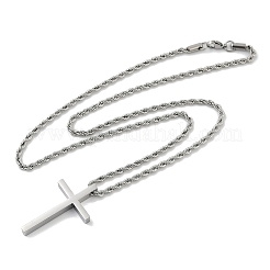 Religion kreuz 304 edelstahl anhänger seil kette halsketten&nbsp;NJEW-L157-09P