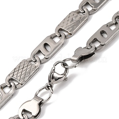 Halskette mit ovalen Mariner-Gliedern aus Edelstahl 201&nbsp;NJEW-F222-37P-04