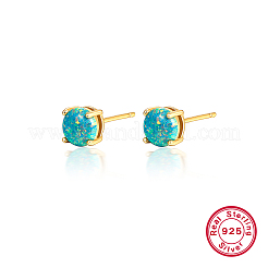 Boucles d'oreilles puces tendance en argent sterling avec opale incrustée&nbsp;NO4806-1