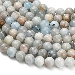 Natürliche Aquamarin Perlen Stränge&nbsp;G-F591-29A-10mm-02