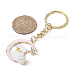 Portachiavi con ciondolo in lega di coniglio smaltato e luna&nbsp;KEYC-JKC00623-04