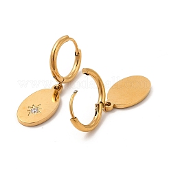 Strass di cristallo ovale con orecchini a cerchio pendenti a stella&nbsp;EJEW-P219-11G