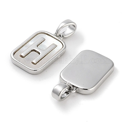 Pendentifs rectangulaires en coquille naturelle pavée en laiton&nbsp;KK-C051-25P