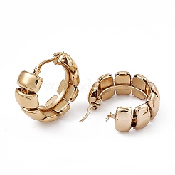 Orecchini a cerchio con perline rettangolari in acciaio inossidabile 201 con perni in acciaio inossidabile 304 per donna&nbsp;EJEW-B016-15A-G
