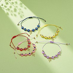 Bracelets de perles tressées en laiton avec breloques minuscules pour femmes&nbsp;BJEW-JB08743