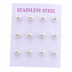 Boucles d'oreille en plastique imitation perle&nbsp;STAS-D0001-03-P-A
