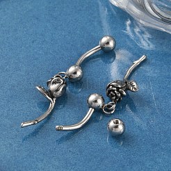 Bauchnabelringe aus chirurgischem Edelstahl 316 mit Rosen&nbsp;EJEW-G416-01AS