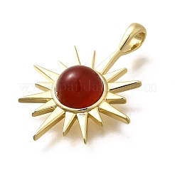 Messing-Pavé-Anhänger aus natürlichem Karneol (gefärbt und erhitzt)&nbsp;X-KK-Q043-17G