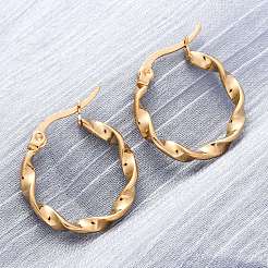 Pendientes de aro de acero inoxidable 201&nbsp;X-EJEW-A054-05C-G