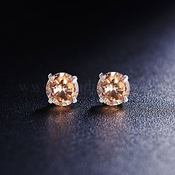 Clous d'oreilles à quatre griffes en argent sterling plaqué rhodium&nbsp;JE420E-03