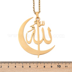 201 Edelstahl-Ketten mit Mond- und arabischen Anhängern für Damen und Herren&nbsp;LS-NJEW-R013-02G