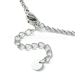 Ringe 304 Edelstahl mit Strass-Anhänger Halskette mit Rolo-Ketten&nbsp;AJEW-Z025-02