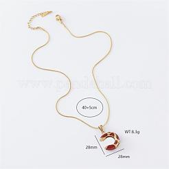 3 collier pendentif en forme de C en acier inoxydable émaillé rouge foncé pour femme&nbsp;KS7692
