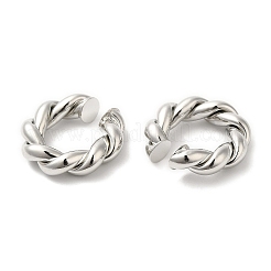 Orecchini da donna con polsino in corda intrecciata in ottone placcato a cremagliera&nbsp;EJEW-D059-09P