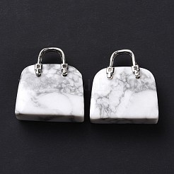 Natürliche howlite Messing Anhänger&nbsp;KK-E274-01P-025